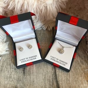 1/10 CT. T.W. Diamond Sterling Silver Set